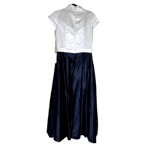 NWT LT LanTing Bride Dress Gown Dark Navy Blue Pearl White Women's Size 10 Faux - Picture 2 of 10